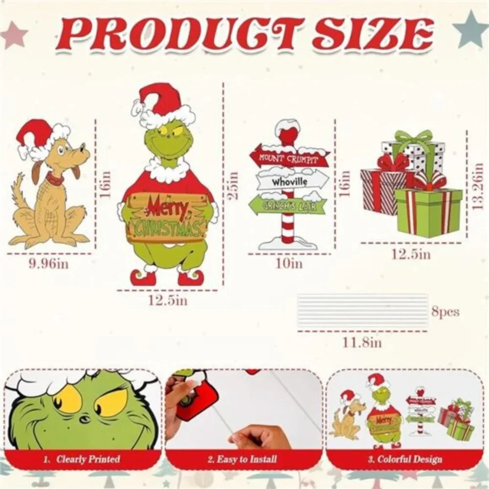 4 Pcs Christmas Yard Signs Stakes Outdoor Decorations  Large‎ Decorations Signs